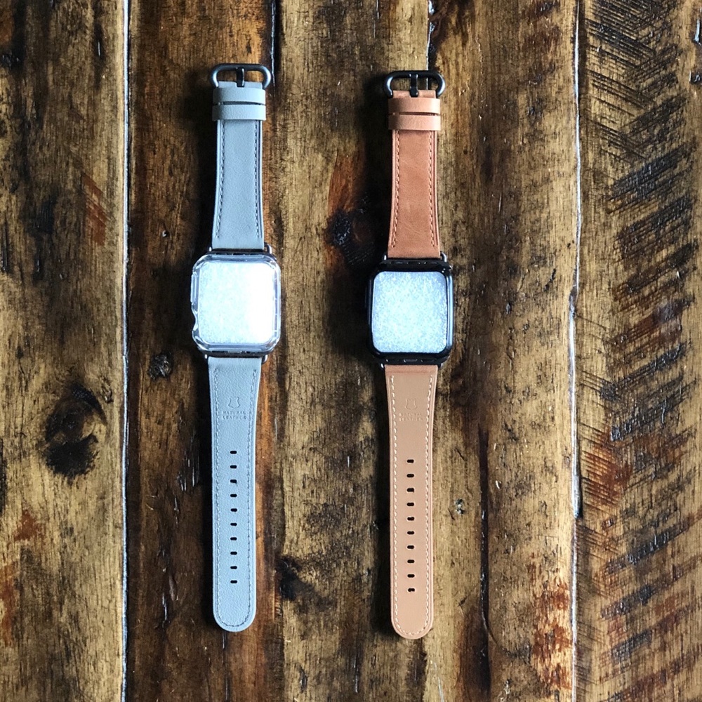 Two leather 38-40mm Apple Watch Bands